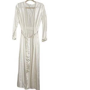 Flora full length white silky satin robe
